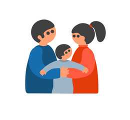 Fototapeta premium Modern young family with little child. Vector art.