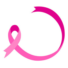 Pink ribbon in circle shape. Breast Cancer Awareness Month. Vector illustration.