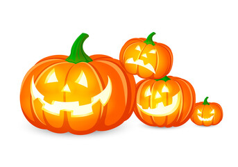 Halloween pumpkins character. Happy Halloween concept. Illustration design for greeting card, poster banner or print.