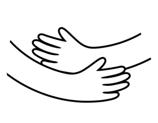 Hand hug vector design. Embrace icon, love concept. Happy valentine day. Vector illustration.