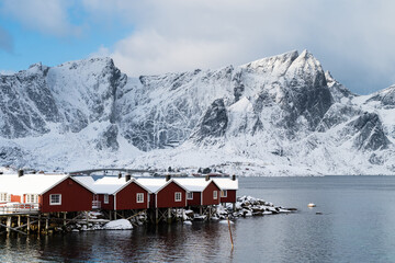 Hamnoy fishing village in lofoten island in winter season, Nordland in Norway, Scandinavia
