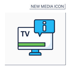 TV color icon.Telecommunication. Transmitting moving tv shows, news programs. Information exchange.New media concept. Isolated vector illustration