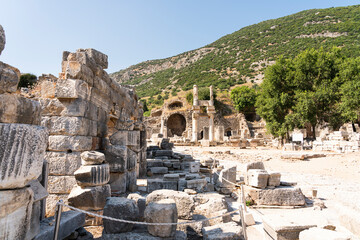 Ephesus ruin and ancient Greece in summer season, Selcuk in İzmir Province, Turkey