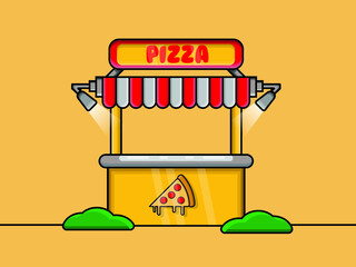 vector illustration of a pizza outlet, suitable for web use, banners, etc