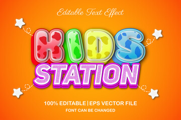 kids station 3d editable text effect
