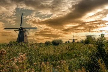 Foto auf Leinwand Windmolens Kinderdijk, Zuid-Holland © Holland-PhotostockNL