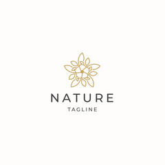 Nature flower elegant luxury gold color logo icon design template flat vector