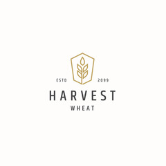 Wheat grain agriculture logo icon design template flat vector