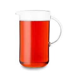 Jug of tasty apple juice on white background