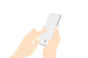 Smartphone security pattern operation, unlocking, locking, entering pin code, phone guard, phone security vector stock illustration