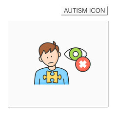 Neurodevelopmental disorder color icon. Eye contact avoidance. Poor contact. Autism spectrum disorder concept.Isolated vector illustration