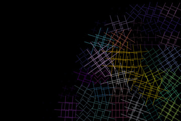 Colorful sketch on black background. Modern concept of lines.