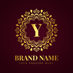 Gold color luxury letter y brand logo design template