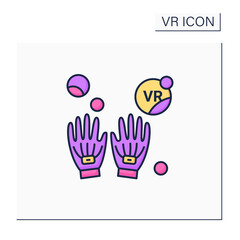 Haptic gloves color icon. Special virtual reality gloves. 3D textile feeling. Touch screen. Perfect gameplay equipment. Virtual reality concept. Isolated vector illustration