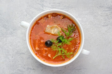 Top view of classic saltwort soup