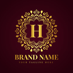 Gold color luxury letter h brand logo design template