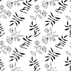 Seamless pattern. Vector illustration with flowers. Doodle illustration.