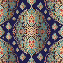 Turkish seamless pattern with mandala ornament. Traditional Arabic, Indian motifs. Great for fabric and textile, wallpaper, packaging or any desired idea.
