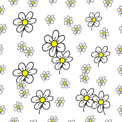 beautiful flower illustration on white background. seamless pattern, hand drawn vector. blooming flower, nature background. doodle art for fabric, textile, motif, backdrop, wallpaper, wrapping paper. 