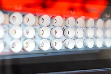 lighting LED panel on the train headlight, close-up, macro shot