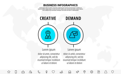 Obraz premium Vector hand-drawn flow chart infographics with icons. Circles business concept with 2 steps by step