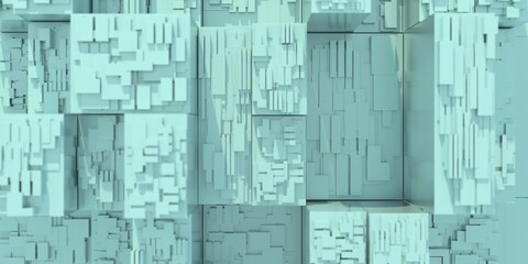 Abstract  futuristic greeble cube background. City buildings model aerial top view. 3d illustration