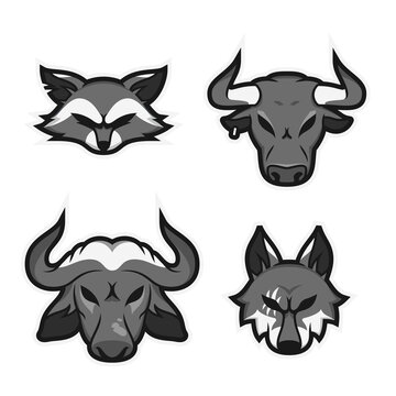 set of animals mascot head illustration 2