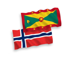 Flags of Norway and Grenada on a white background