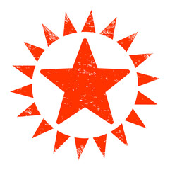Obraz premium Star shine icon with grunge effect. Isolated vector star shine icon image with unclean rubber texture on a white background.