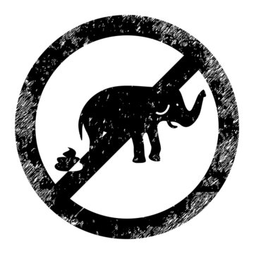Stop elephant shit icon with scratched effect. Isolated vector stop elephant shit icon image with scratched rubber texture on a white background.