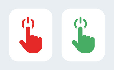 Power button with clicking hand icon vector illustration.