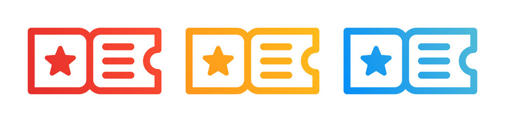 Ticket icon. Event, movie, theater tickets vector icon set.