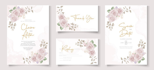 Fototapeta na wymiar Beautiful flower wedding invitation card template