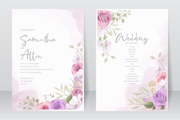 Beautiful flower wedding invitation card template