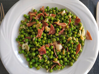 Peas with ham.