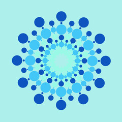 Vector pattern with blue dotted circular background on a blue background