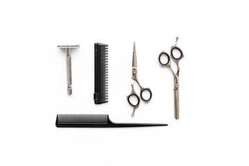 Professional hairdresser tools with barber scissors