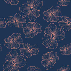 Seamless Lineart FLower Pattern