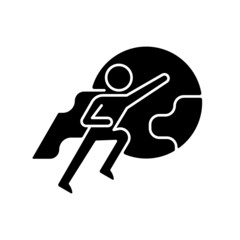 Attitude motivation black glyph icon. Willingness to help or support someone. Will to fix and change something. Intrinsic motivation. Silhouette symbol on white space. Vector isolated illustration