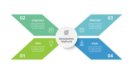 Creative concept for infographic with 4 steps, options, parts or processes. Business data visualization.