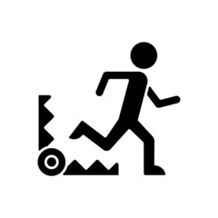 Fear based motivation black glyph icon. Fear of pain and discomfort. Motivation at work. Avoid awkward situations. Negative impact. Silhouette symbol on white space. Vector isolated illustration
