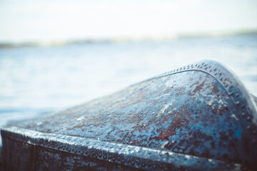 the bottom of an old iron boat