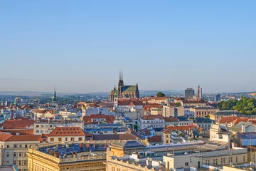 Deurstickers View of Brno with Cathedral of Peter and Paul © Uwe Michael Neumann