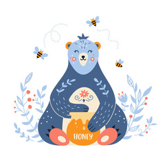 Eatind bear with honey in folk style