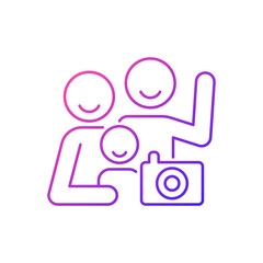 Family photo gradient linear vector icon. Parent and children togetherness. Raising self-esteem. Family portrait. Thin line color symbol. Modern style pictogram. Vector isolated outline drawing