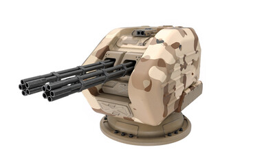 3D rendering of a Gatling-style automatic container machine gun. © jack_less