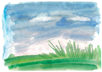 Obraz na płótnie Canvas hand drawn watercolor landscape illustration