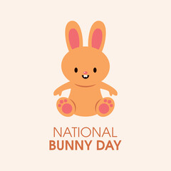 National Bunny Day vector. Cute brown rabbit icon vector. Sitting happy bunny pet vector. Important day