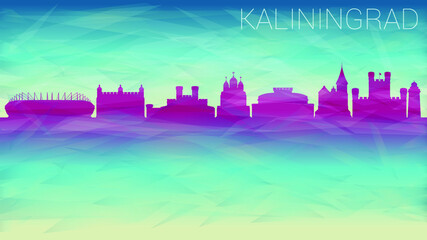 Kaliningrad Russia Skyline City Vector Silhouette. Broken Glass Abstract Geometric Dynamic Textured. Banner Background. Colorful Shape Composition.