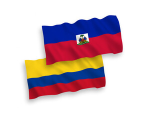 Flags of Republic of Haiti and Colombia on a white background